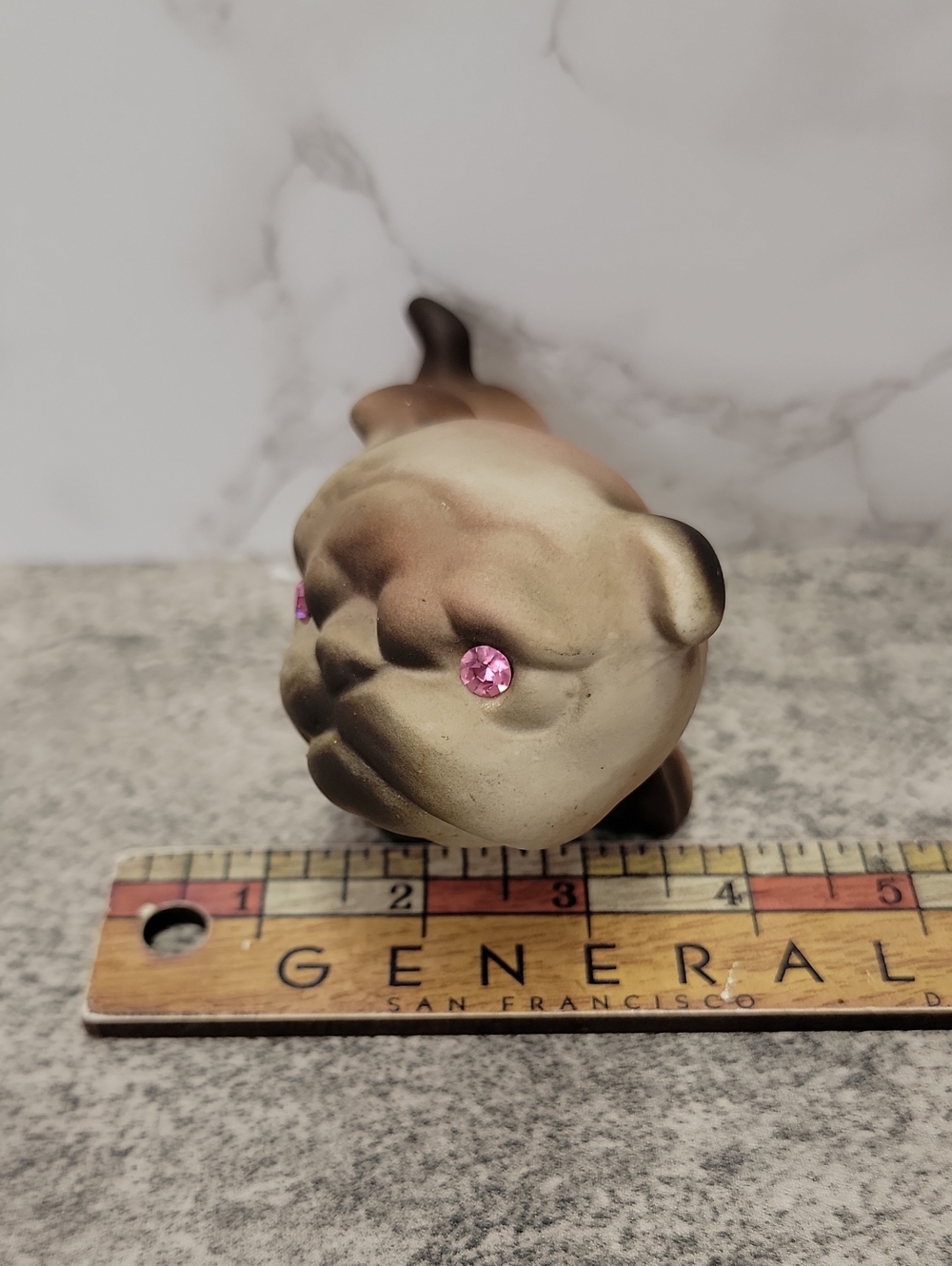 Rare Vintage Roselane Pottery sparkly eyes Bulldog - Picture 8 of 10